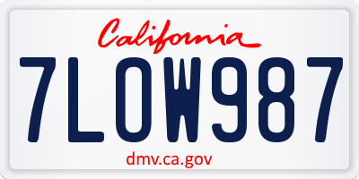 CA license plate 7LOW987