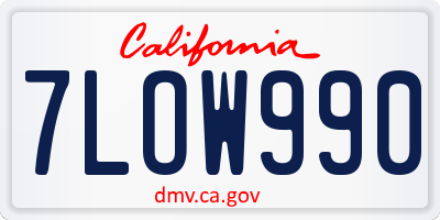 CA license plate 7LOW990