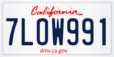 CA license plate 7LOW991