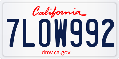 CA license plate 7LOW992