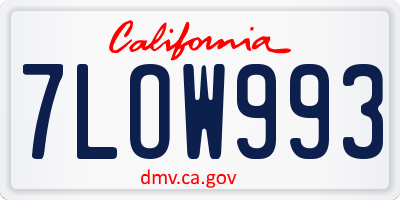 CA license plate 7LOW993