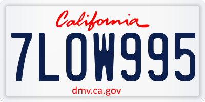 CA license plate 7LOW995