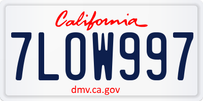 CA license plate 7LOW997