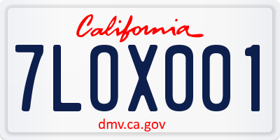 CA license plate 7LOX001