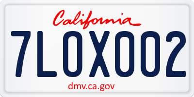CA license plate 7LOX002