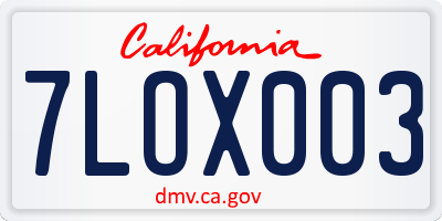 CA license plate 7LOX003