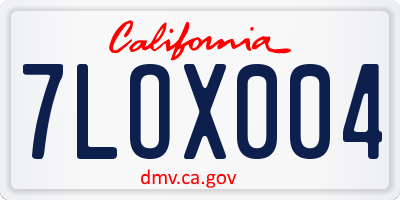 CA license plate 7LOX004