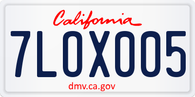 CA license plate 7LOX005