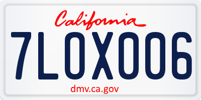 CA license plate 7LOX006