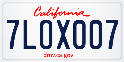 CA license plate 7LOX007