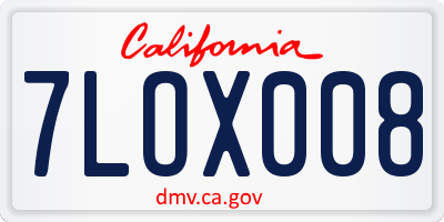 CA license plate 7LOX008