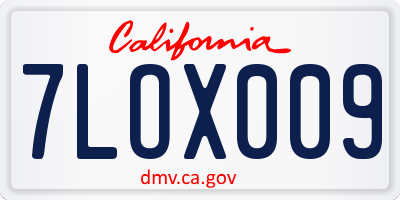 CA license plate 7LOX009