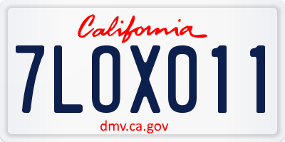 CA license plate 7LOX011
