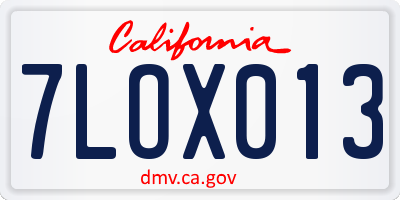 CA license plate 7LOX013