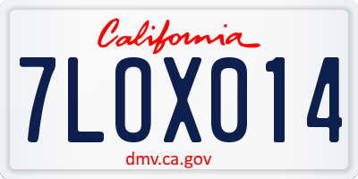 CA license plate 7LOX014