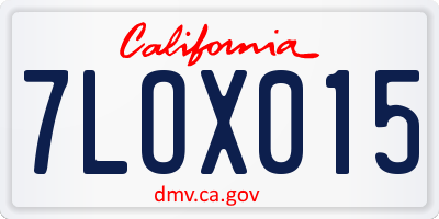 CA license plate 7LOX015