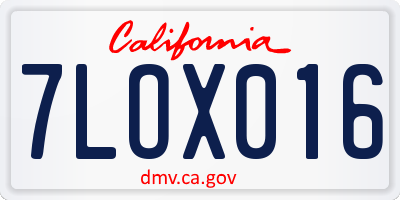 CA license plate 7LOX016