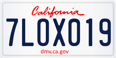CA license plate 7LOX019