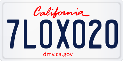 CA license plate 7LOX020