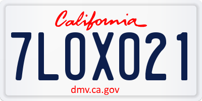 CA license plate 7LOX021