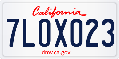 CA license plate 7LOX023