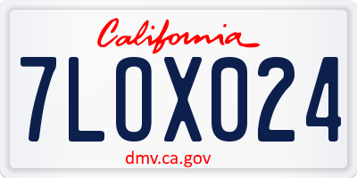 CA license plate 7LOX024