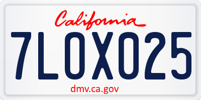 CA license plate 7LOX025
