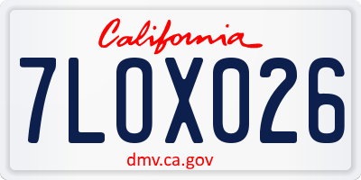 CA license plate 7LOX026
