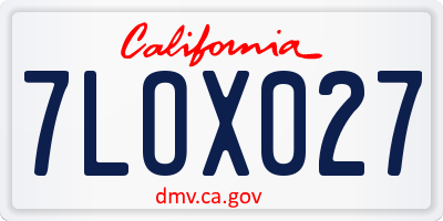 CA license plate 7LOX027