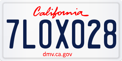 CA license plate 7LOX028