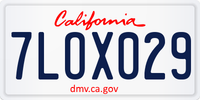 CA license plate 7LOX029