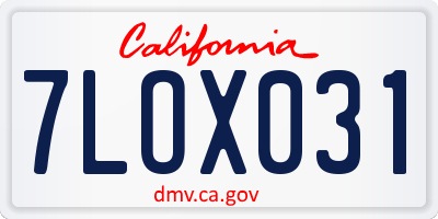 CA license plate 7LOX031