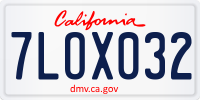 CA license plate 7LOX032