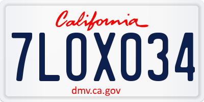 CA license plate 7LOX034