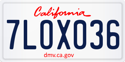 CA license plate 7LOX036