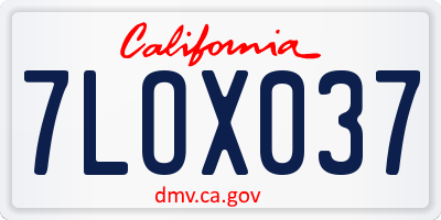 CA license plate 7LOX037