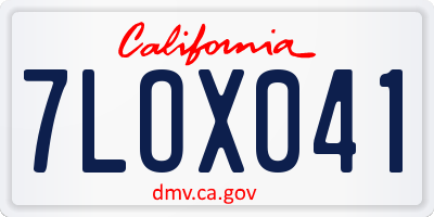 CA license plate 7LOX041