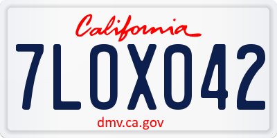CA license plate 7LOX042
