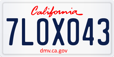 CA license plate 7LOX043