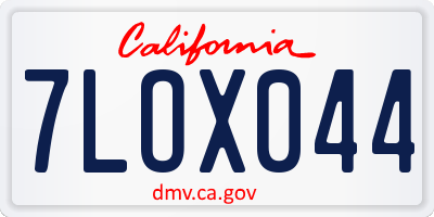 CA license plate 7LOX044