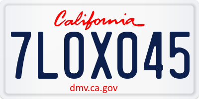 CA license plate 7LOX045