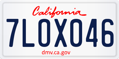 CA license plate 7LOX046