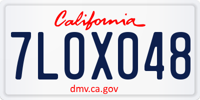 CA license plate 7LOX048