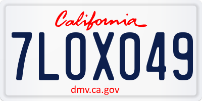 CA license plate 7LOX049