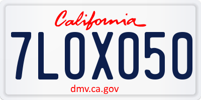 CA license plate 7LOX050