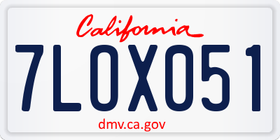 CA license plate 7LOX051