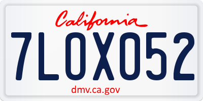 CA license plate 7LOX052
