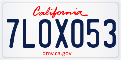 CA license plate 7LOX053