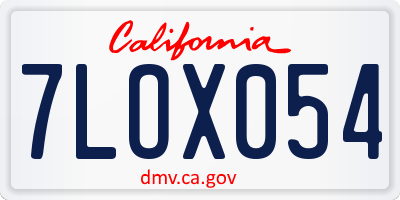 CA license plate 7LOX054