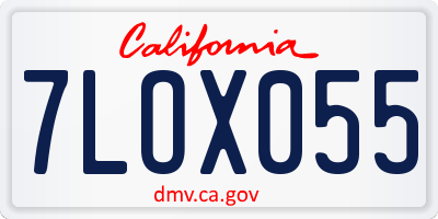 CA license plate 7LOX055